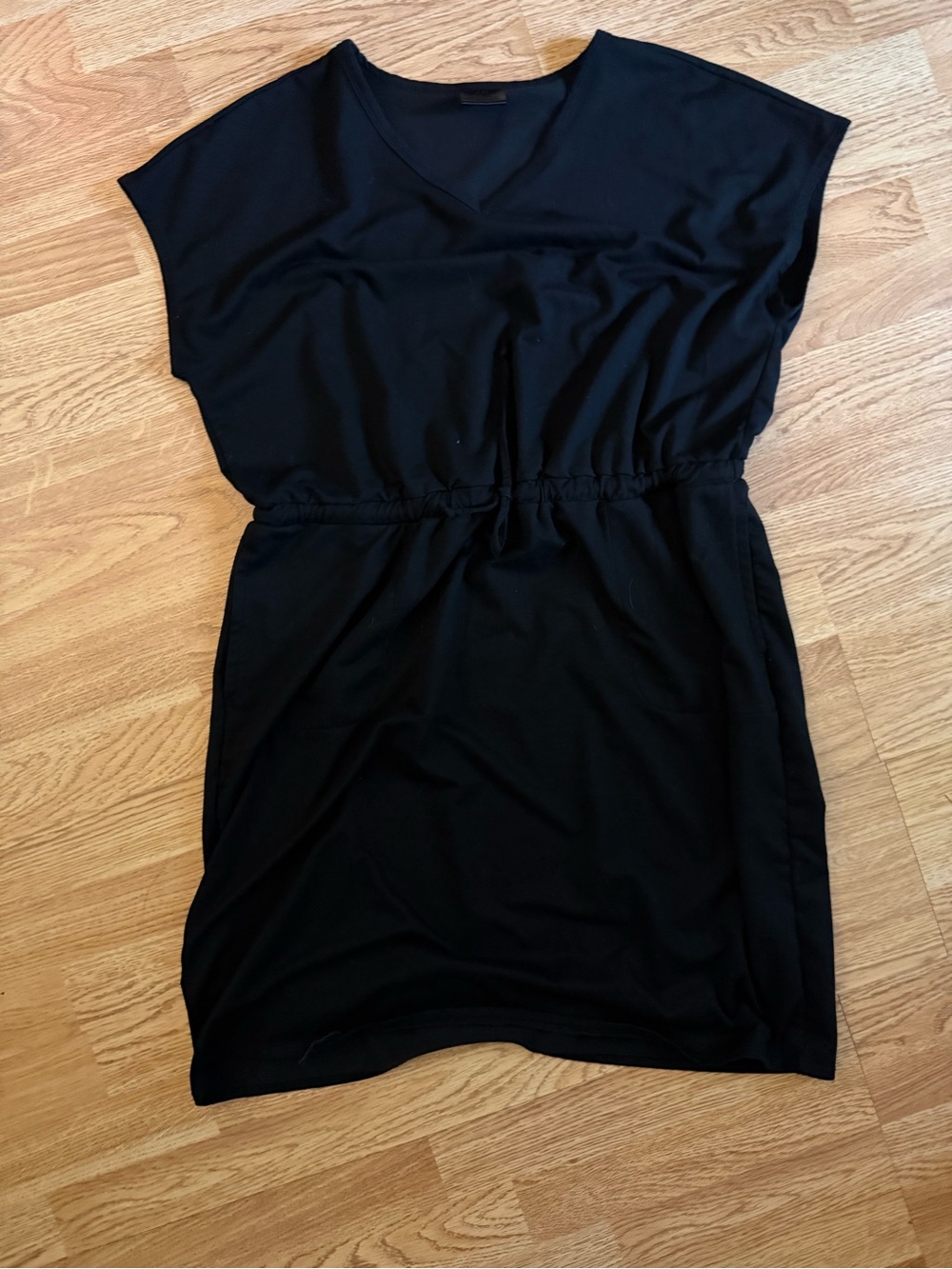 32 Degrees Black V-Neck Drawstring Mini Dress